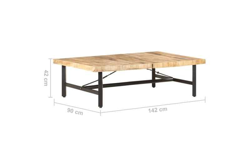 sofabord 142x90x42 cm massivt mangotræ - Brun - Møbler - Borde - Sofabord