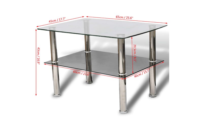 Sofabord 2 Niveauer Glas - Sølv - Møbler - Borde - Sofabord