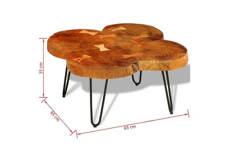 Sofabord 35 Cm 4 Træstammer Massivt Sheeshamtræ - Brun - Møbler - Borde - Sofabord