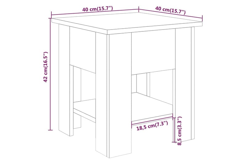 sofabord 40x40x42 cm konstrueret træ betongrå - Grå - Sofabord