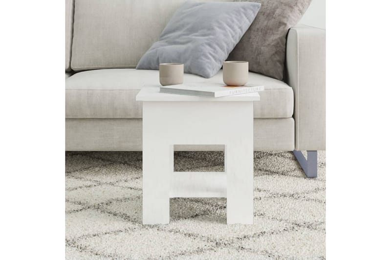 sofabord 40x40x42 cm konstrueret træ hvid højglans - Hvid - Møbler - Borde - Sofabord