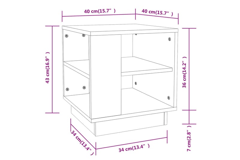 sofabord 40x40x43 cm konstrueret træ betongrå - Grå - Sofabord