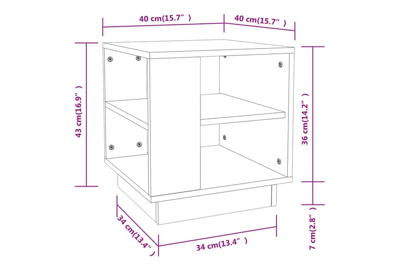 sofabord 40x40x43 cm konstrueret træ sort - Sort - Møbler - Borde - Sofabord