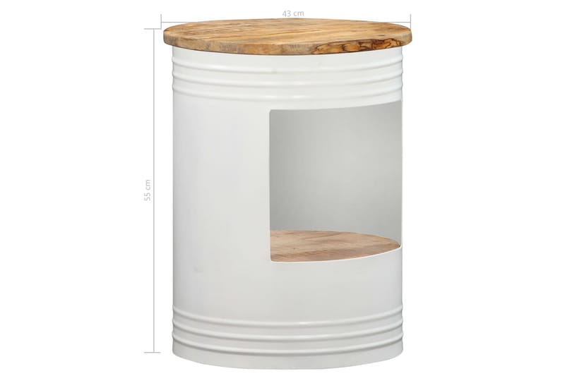 Sofabord 43x55 cm Massivt Mangotræ - Hvid - Møbler - Borde - Sofabord