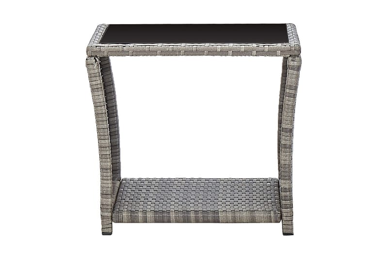 Sofabord 45x45x40 cm Polyrattan Og Glas Grå - Grå - Møbler - Borde - Sofabord