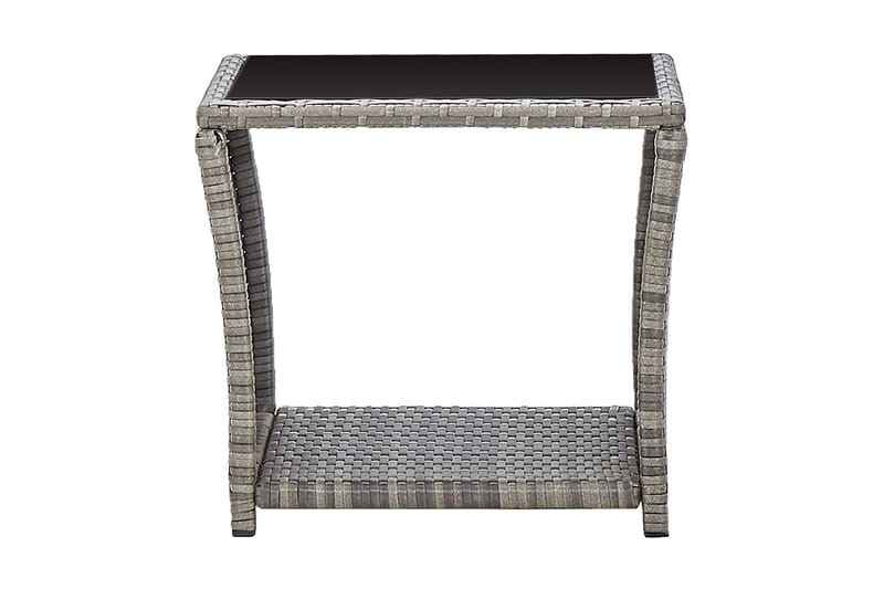 Sofabord 45x45x40 cm Polyrattan Og Glas Grå - Grå - Sofabord