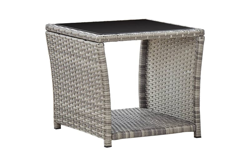 Sofabord 45x45x40 cm Polyrattan Og Glas Grå - Grå - Sofabord