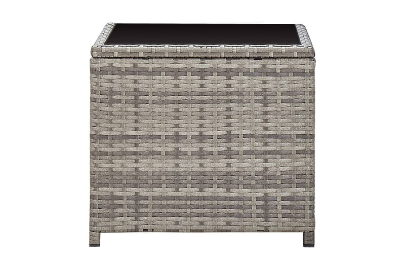 Sofabord 45x45x40 cm Polyrattan Og Glas Grå - Grå - Møbler - Borde - Sofabord