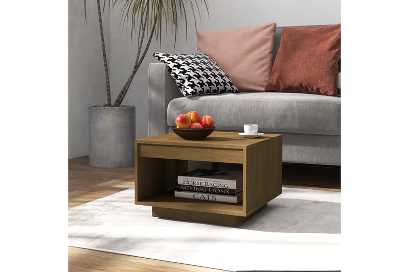 sofabord 50x50x33,5 cm massivt fyrretræ honningbrun - Brun - Sofabord