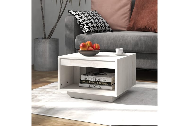 sofabord 50x50x33,5 cm massivt fyrretræ hvid - Hvid - Sofabord