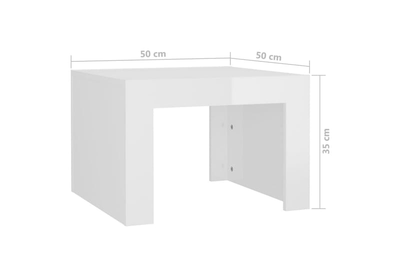 sofabord 50x50x35 cm spånplade hvid højglans - Hvid - Sofabord