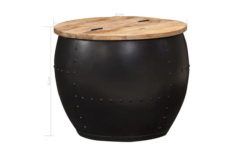 Sofabord 53x43 cm Rundt Massivt Mangotræ - Brun - Møbler - Borde - Sofabord
