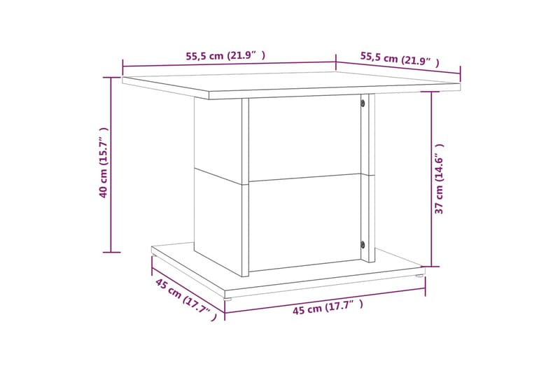 sofabord 55,5x55,5x40 cm spånplade brun eg - Brun - Møbler - Borde - Sofabord