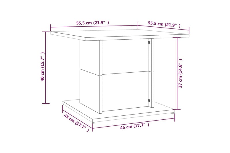 sofabord 55,5x55,5x40 cm spånplade grå sonoma-eg - Grå - Møbler - Borde - Sofabord