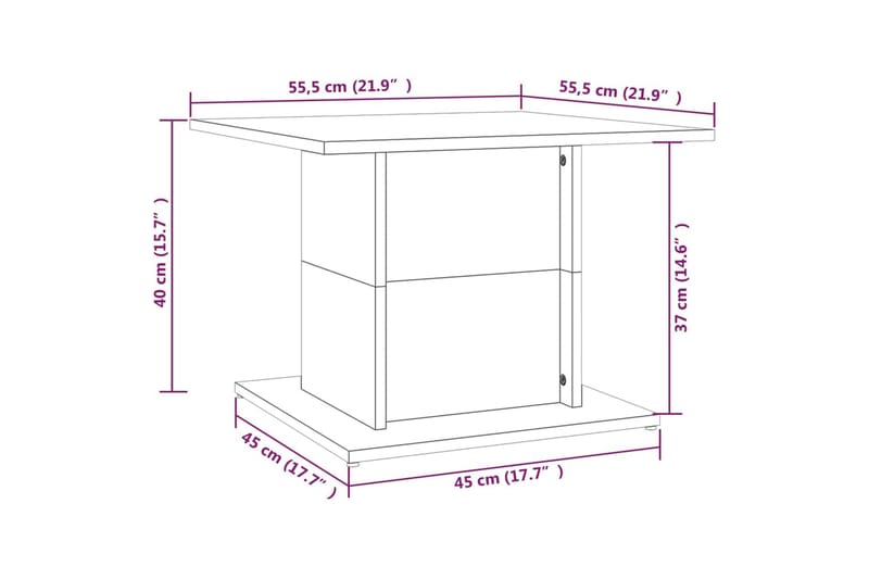 sofabord 55,5x55,5x40 cm spånplade grå sonoma-eg - Grå - Sofabord