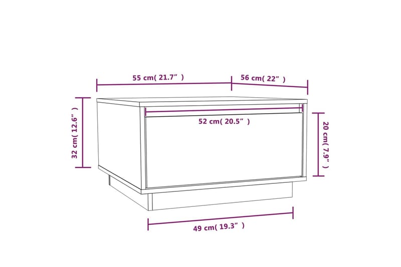 sofabord 55x56x32 cm massivt fyrretræ - Brun - Sofabord