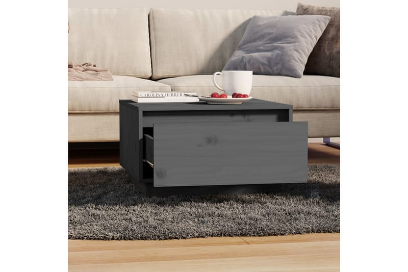 sofabord 55x56x32 cm massivt fyrretræ grå - Grå - Møbler - Borde - Sofabord