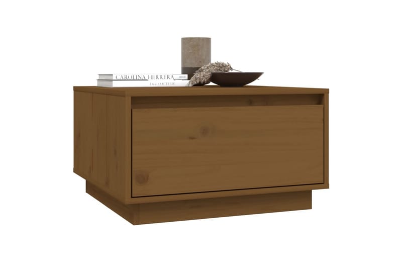 sofabord 55x56x32 cm massivt fyrretræ gyldenbrun - Brun - Sofabord
