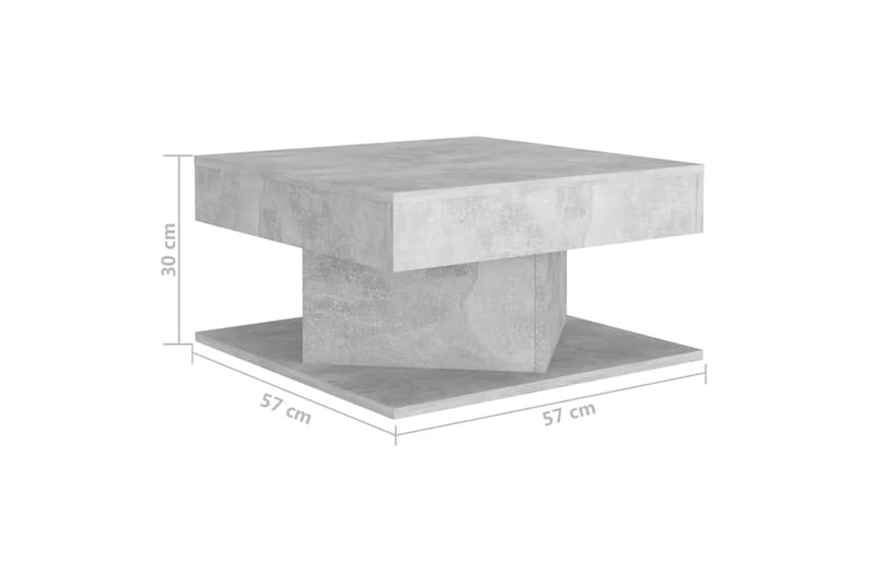 sofabord 57x57x30 cm spånplade betongrå - Grå - Sofabord