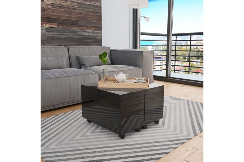 Sofabord 60 X 60 X 35 Cm Spånplade Sort Højglans - Sort - Møbler - Borde - Sofabord