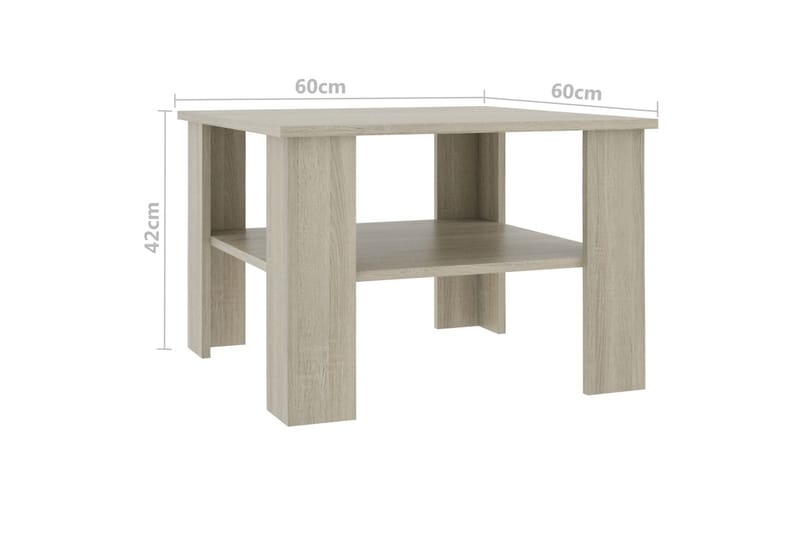 sofabord 60 x 60 x 42 cm spånplade sonoma-eg - Sofabord