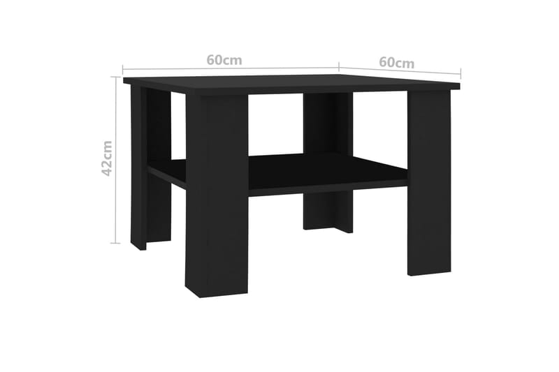 sofabord 60 x 60 x 42 cm spånplade sort - Sofabord