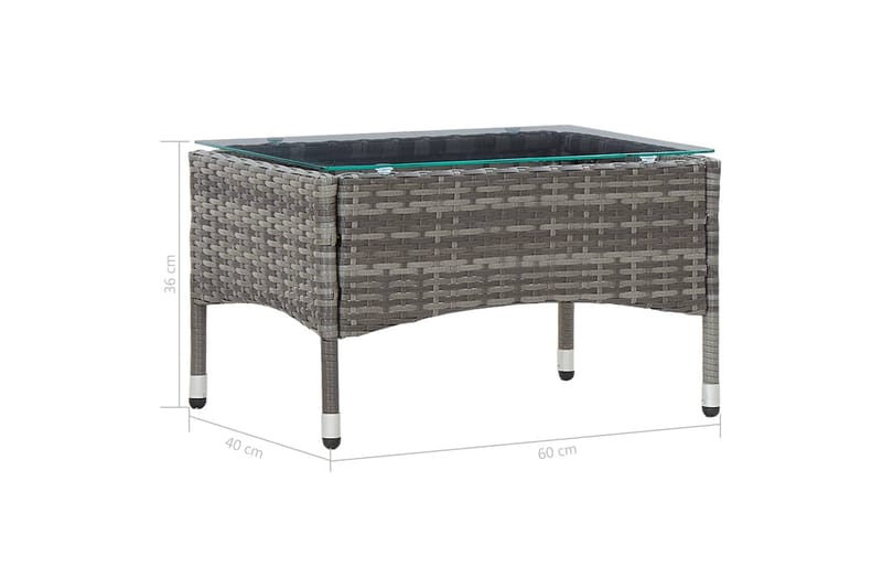 Sofabord 60x40x36 cm Polyrattan Grå - Grå - Møbler - Borde - Sofabord