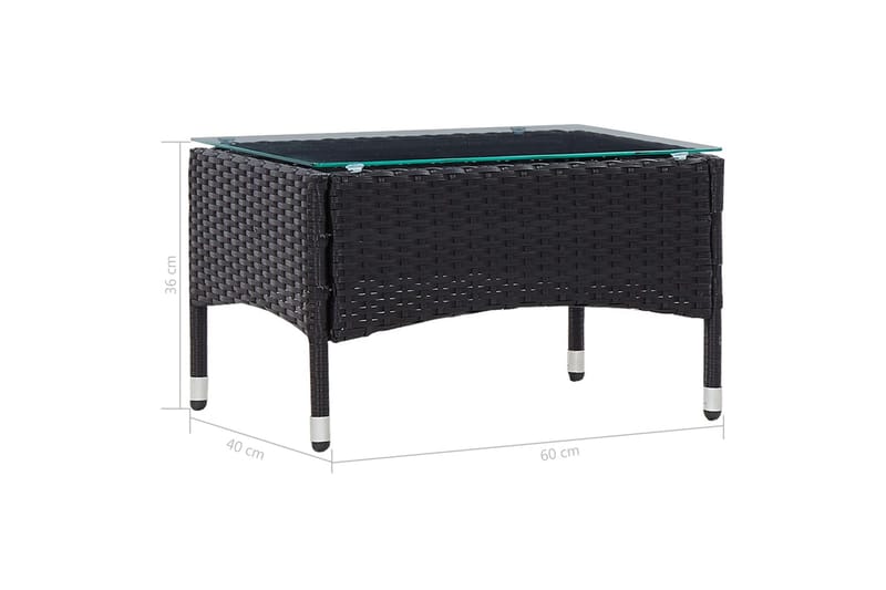 Sofabord 60x40x36 cm Polyrattan Sort - Sort - Møbler - Borde - Sofabord