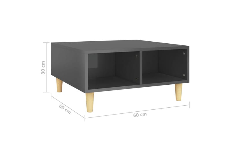 sofabord 60x60x30 cm spånplade grå højglans - Grå - Sofabord