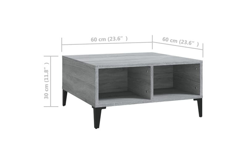 sofabord 60x60x30 cm spånplade grå sonoma-eg - Grå - Møbler - Borde - Sofabord