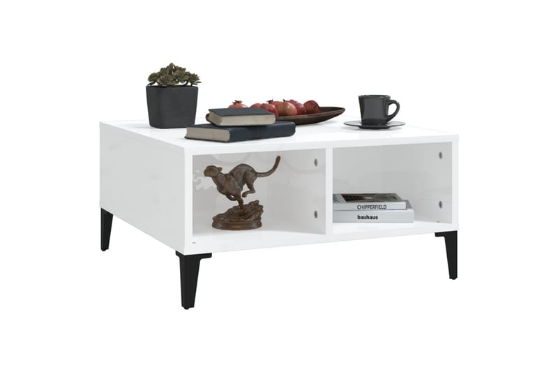 sofabord 60x60x30 cm spånplade hvid højglans - Hvid - Møbler - Borde - Sofabord