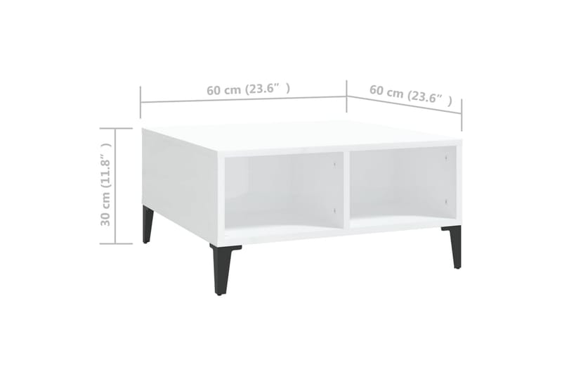 sofabord 60x60x30 cm spånplade hvid højglans - Hvid - Møbler - Borde - Sofabord