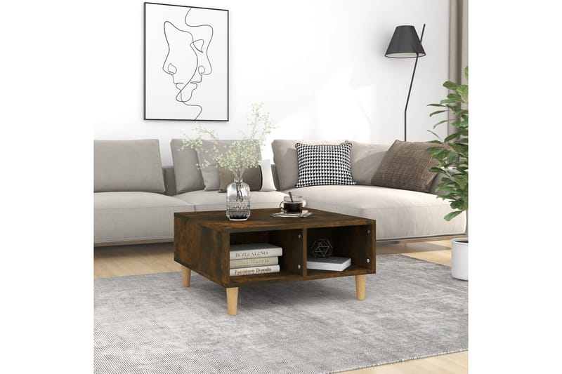 sofabord 60x60x30 cm spånplade røget egetræsfarve - Brun - Møbler - Borde - Sofabord