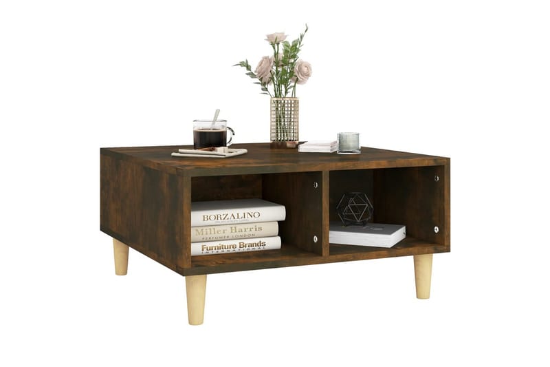 sofabord 60x60x30 cm spånplade røget egetræsfarve - Brun - Møbler - Borde - Sofabord