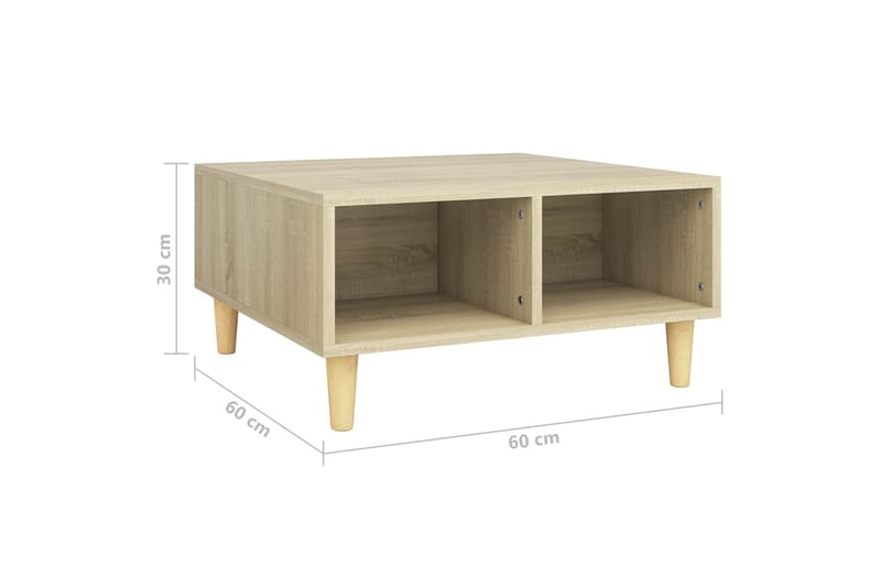 sofabord 60x60x30 cm spånplade sonoma-eg - Brun - Sofabord