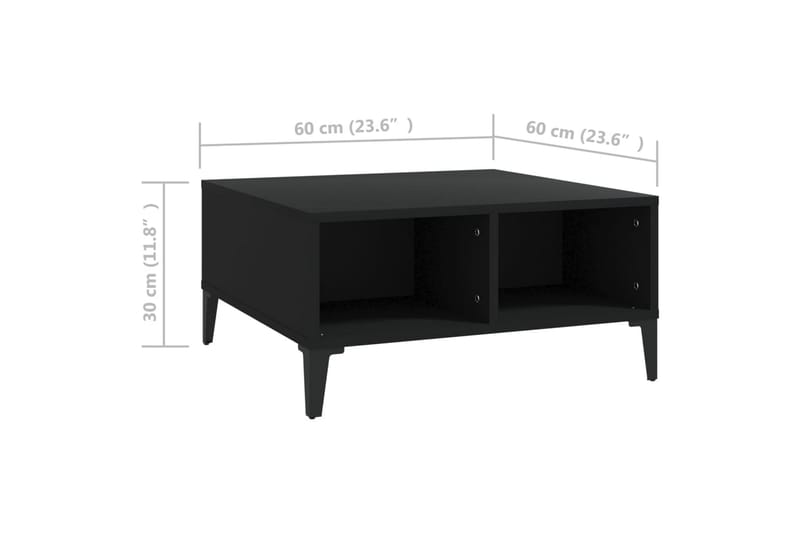 sofabord 60x60x30 cm spånplade sort - Sort - Møbler - Borde - Sofabord
