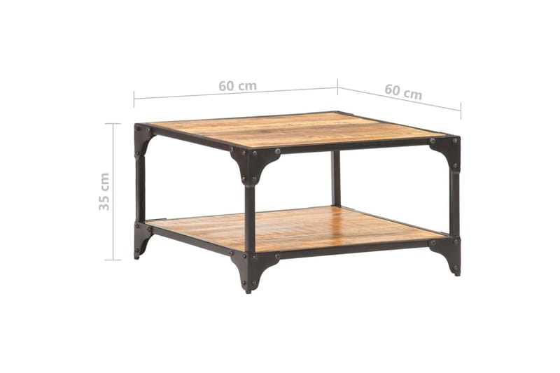 sofabord 60x60x35 cm massivt mangotræ - Sofabord