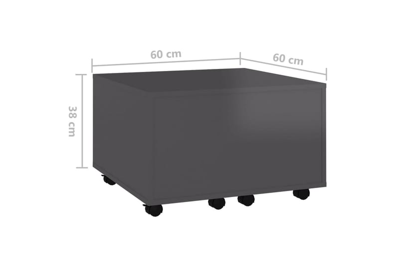 sofabord 60x60x38 cm spånplade grå højglans - Grå - Sofabord