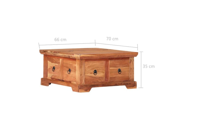 Sofabord 66 X 70 X 35 Cm Massivt Akacietræ - Beige - Møbler - Borde - Sofabord