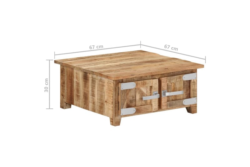 sofabord 67x67x30 cm massivt mangotræ - Brun - Sofabord