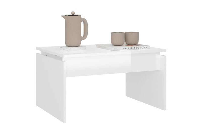 sofabord 68x50x38 cm spånplade hvid højglans - Hvid - Møbler - Borde - Sofabord