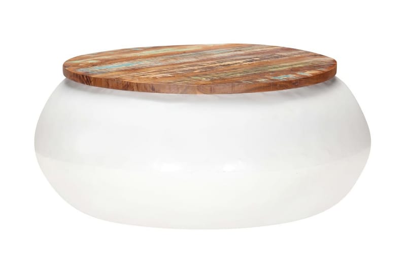 Sofabord 68x68x30 cm massivt genanvendt træ hvid - Hvid - Møbler - Borde - Sofabord