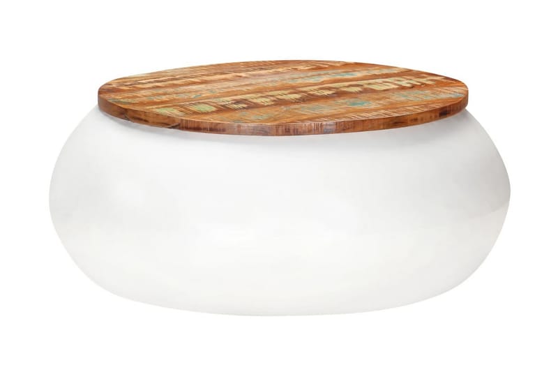 Sofabord 68x68x30 cm massivt genanvendt træ hvid - Hvid - Møbler - Borde - Sofabord