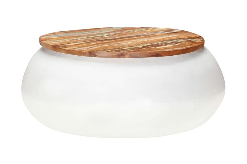 Sofabord 68x68x30 cm massivt genanvendt træ hvid - Hvid - Møbler - Borde - Sofabord