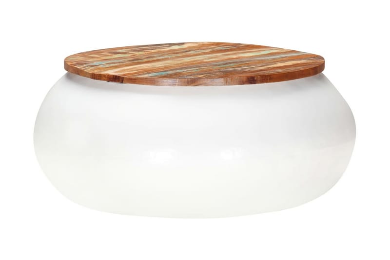Sofabord 68x68x30 cm massivt genanvendt træ hvid - Hvid - Møbler - Borde - Sofabord