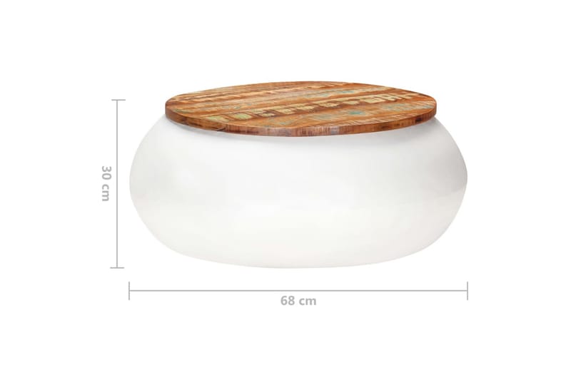 Sofabord 68x68x30 cm massivt genanvendt træ hvid - Hvid - Møbler - Borde - Sofabord