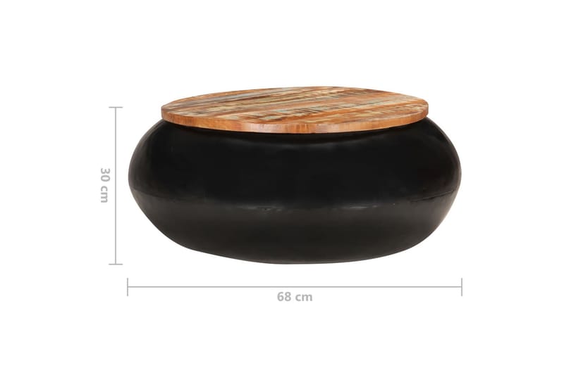 Sofabord 68x68x30 cm massivt genanvendt træ sort - Sort - Møbler - Borde - Sofabord
