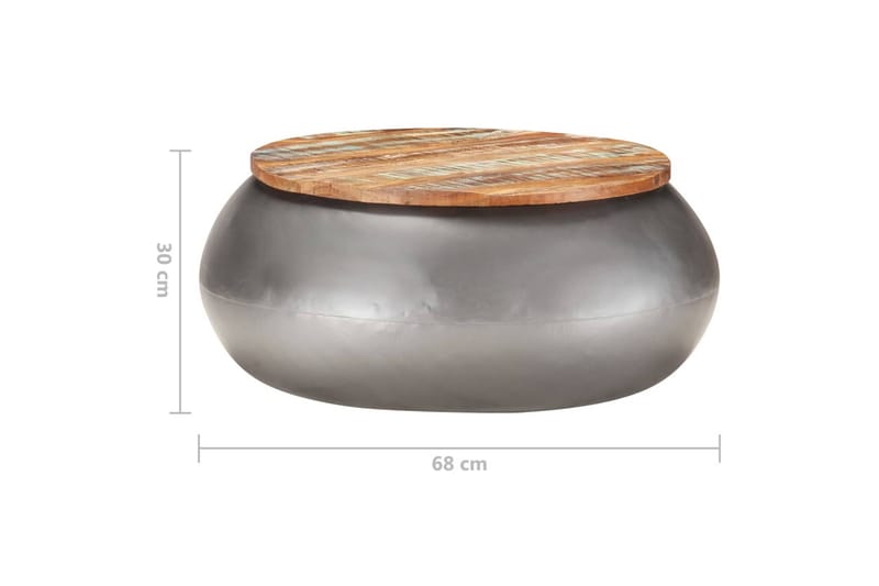 Sofabord 68x68x30 cm massivt genbrugstræ grå - Grå - Møbler - Borde - Sofabord