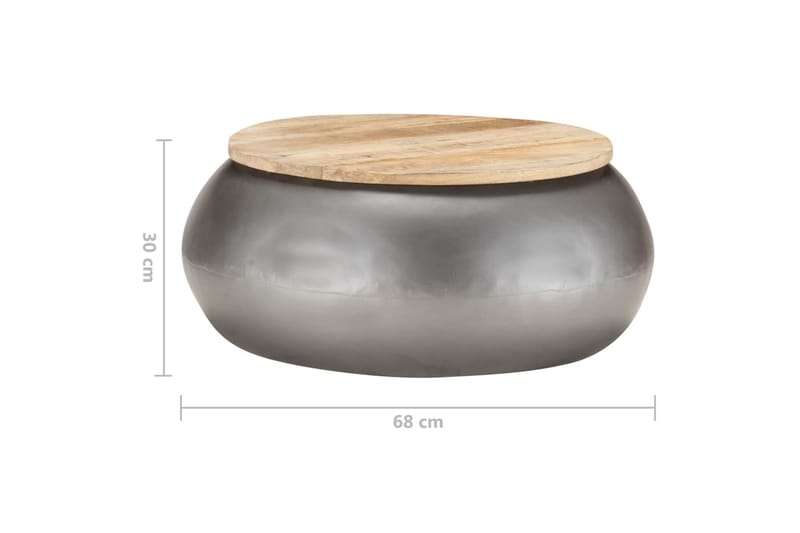 Sofabord 68x68x30 cm massivt mangotræ grå - Grå - Møbler - Borde - Sofabord