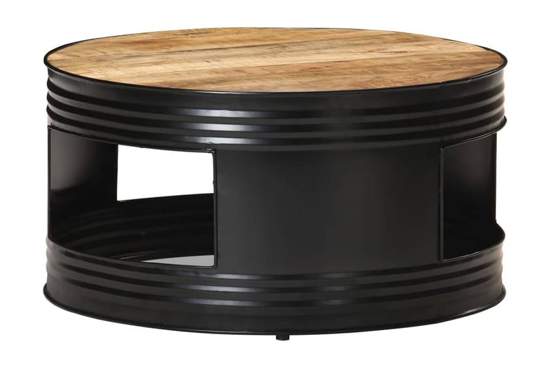 sofabord 68x68x36 cm massivt ru mangotræ sort - Sort - Møbler - Borde - Sofabord